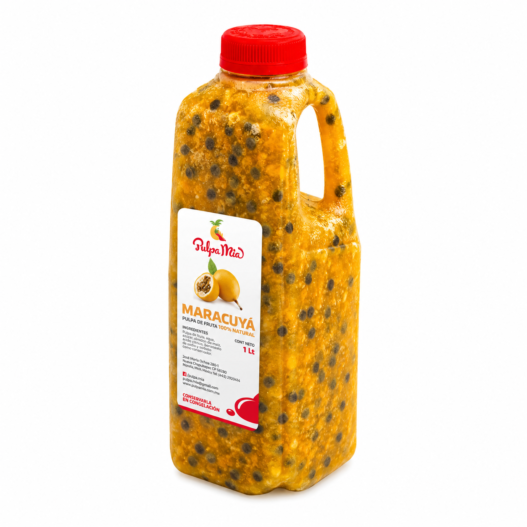 Pulpa de maracuyá con semilla litro Pulpamía para frappes y bebidas tropicales