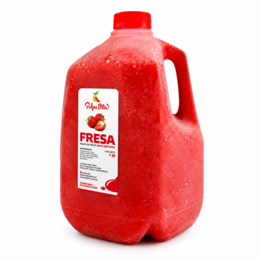 Pulpa de fresa galón Pulpamia para frappes y bebidas frutales