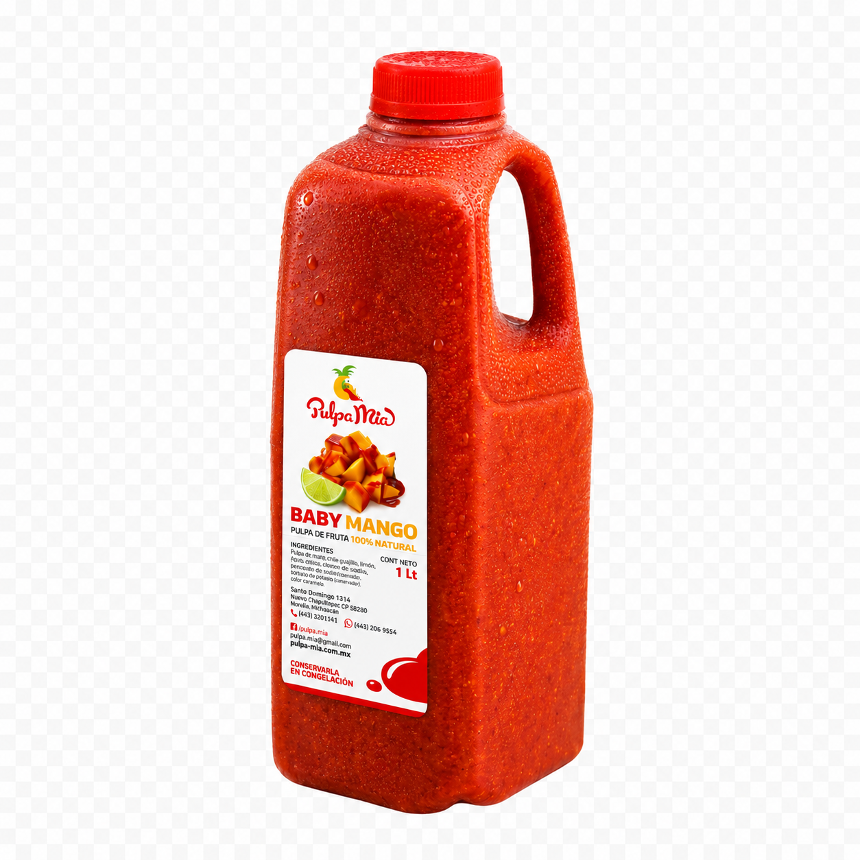 Baby Mango litro Pulpamia de mango con limón y chamoy
