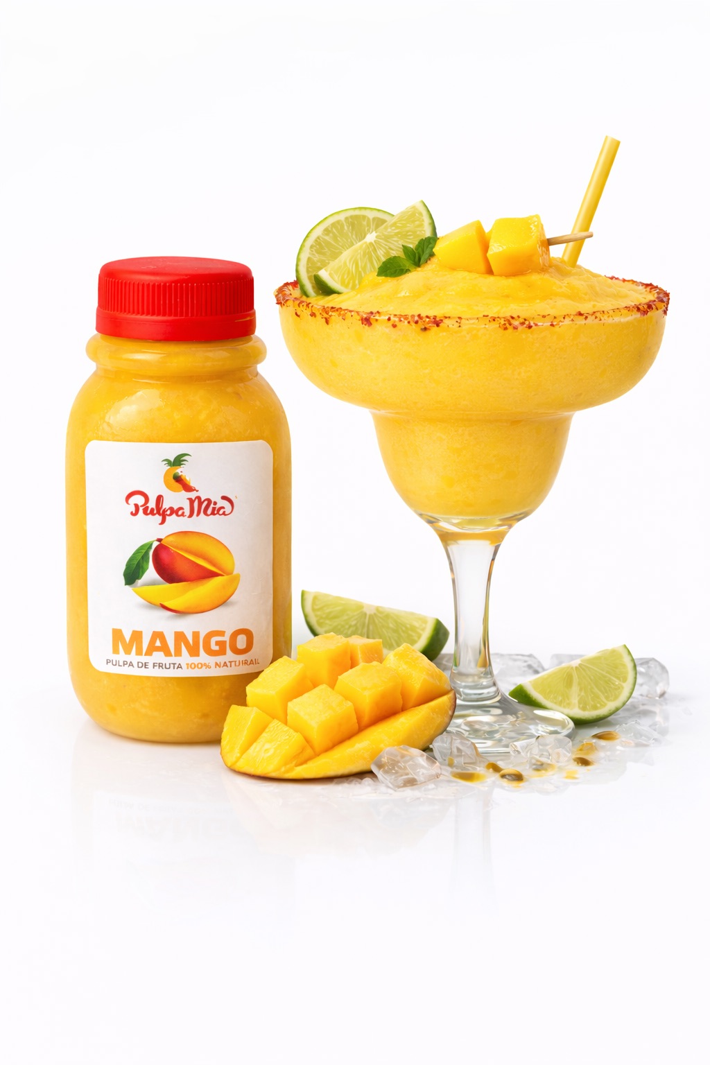 mezcalada y margarita de mango con pulpa pulpamia bebida tropical