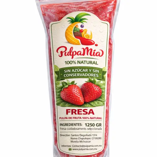 Pulpa de fresa concentrada Pulpamia 1.25 kg sin azúcar y sin conservadores