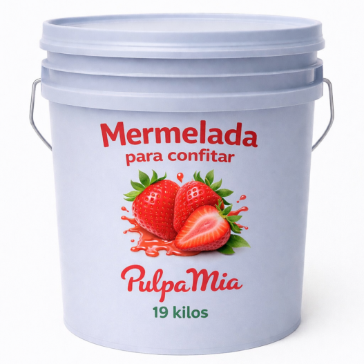 Cubeta de mermelada para confitar de fresa Pulpamía 19 kg para panadería y repostería