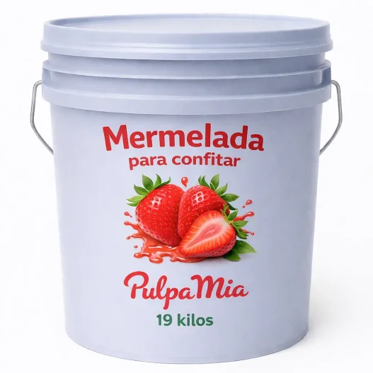 Cubeta de mermelada para confitar de fresa Pulpamia 19 kg para panadería y repostería