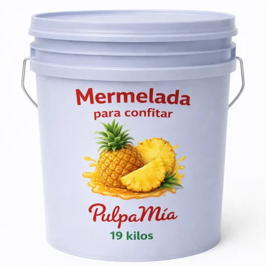 Cubeta de mermelada para confitar de piña Pulpamia 19 kg para panadería y repostería