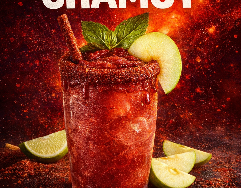 bebida de manzana chamoy con pulpa de fruta PulpaMía