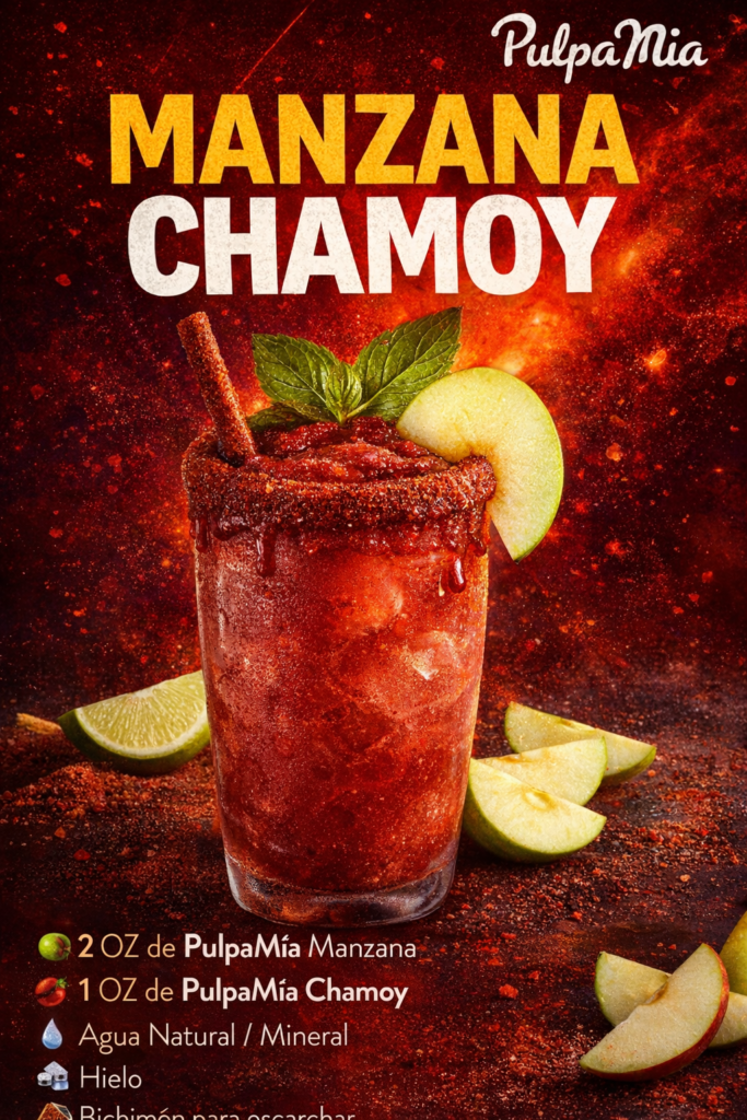 bebida de manzana chamoy con pulpa de fruta PulpaMía