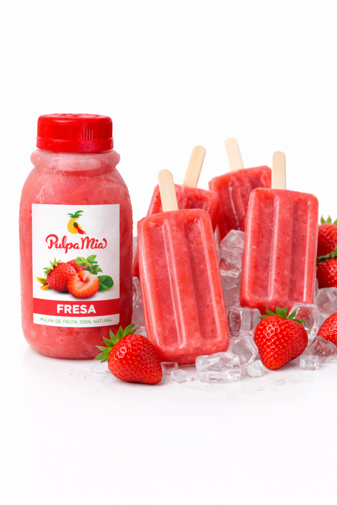 paletas de hielo de fresa hechas con pulpa de fresa pulpamia paletas refrescantes de fruta