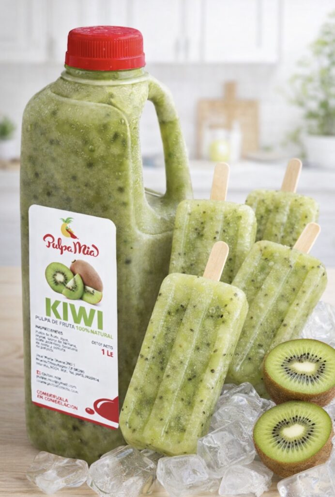 paletas de hielo de kiwi hechas con pulpa de kiwi pulpamia paletas caseras refrescantes