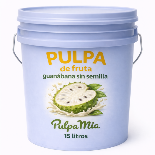 Pulpa de guanábana sin semilla 15 litros pulpamia en cubeta pulpa de fruta para bebidas y frappes
