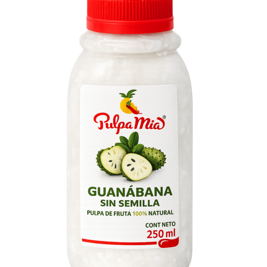 Pulpa de guanábana sin semilla 250 ml Pulpamía para frappes y smoothies