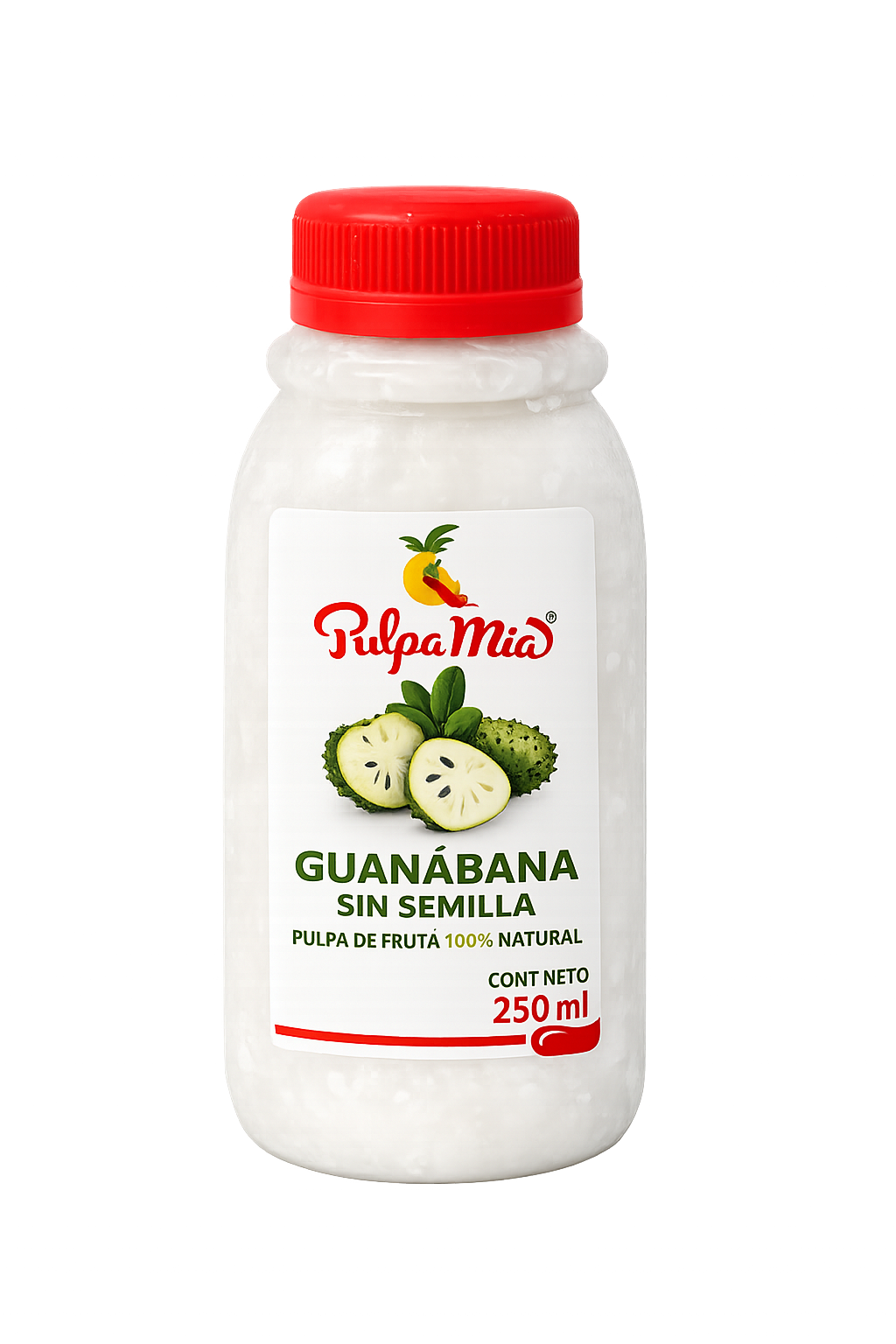 Pulpa de guanábana 250 ml Pulpamia para smoothies y frappes