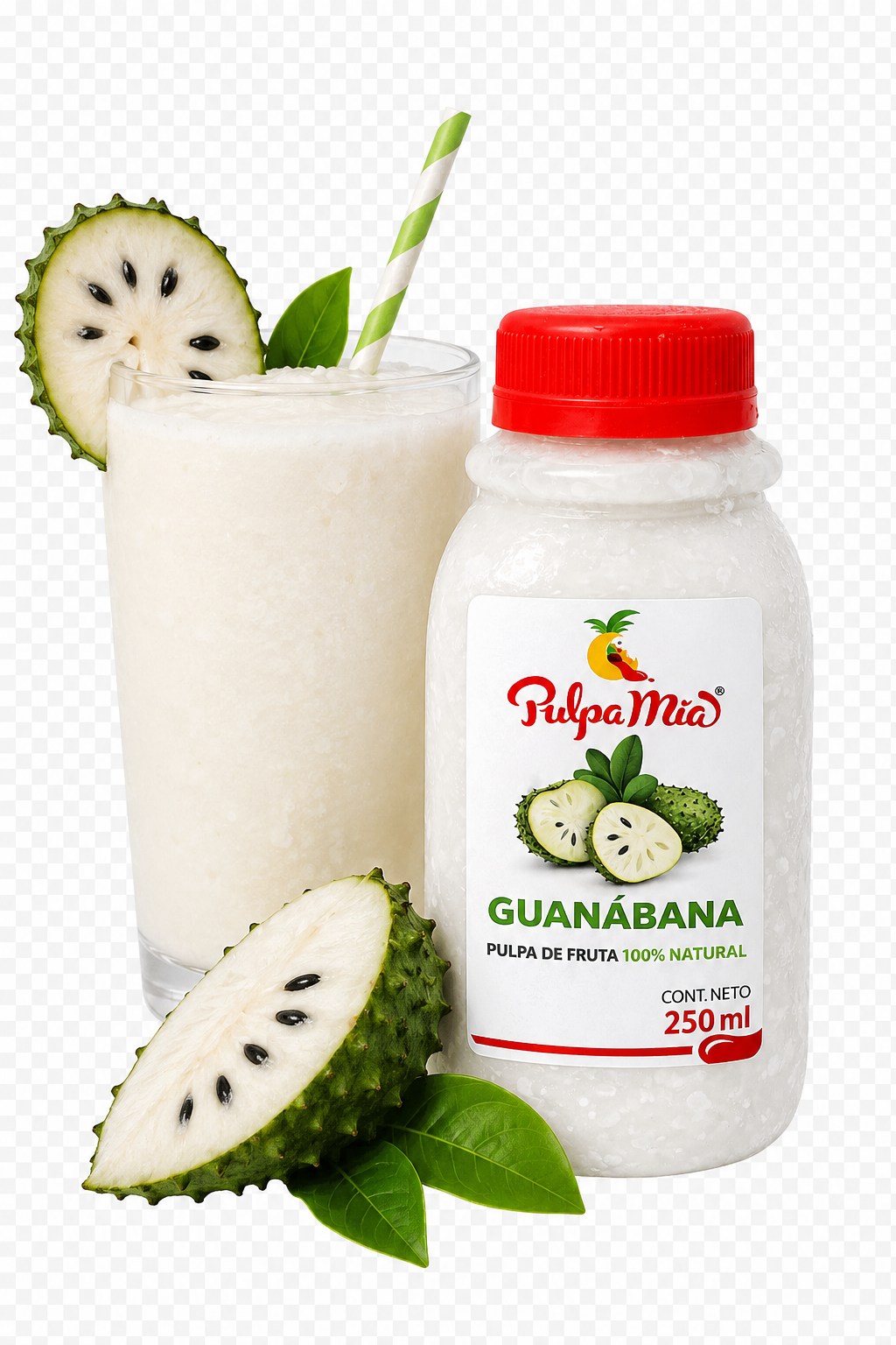 Smoothie de guanábana preparado con pulpa Pulpamía