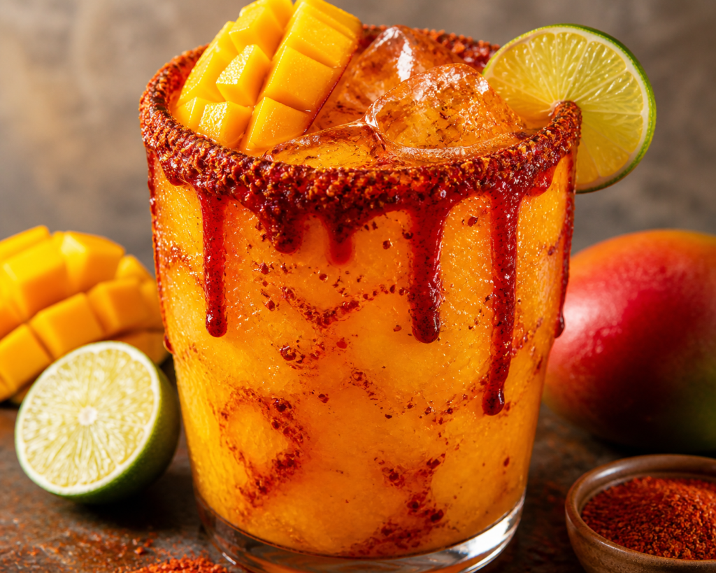 michelada de mango con chamoy chile bichimon y limon en polvo pulpamia