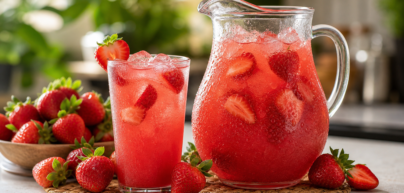Agua fresca de fresa con pulpa Pulpamia para restaurantes