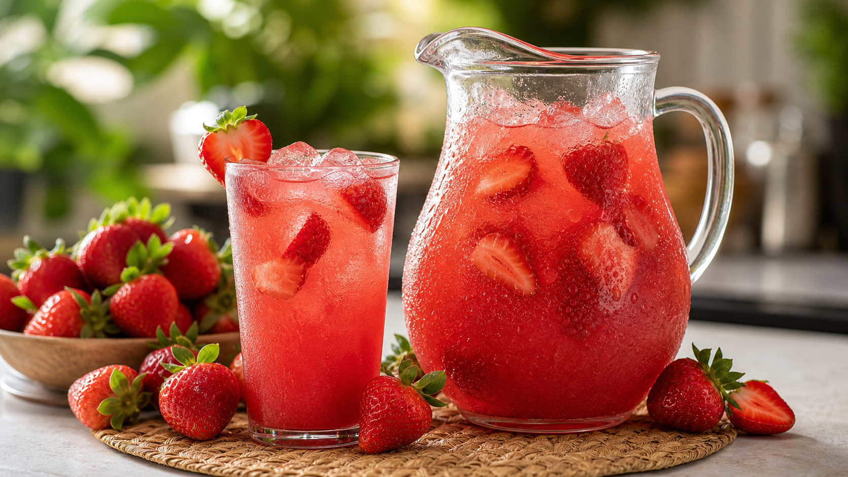 Agua fresca de fresa con pulpa Pulpamia para restaurantes