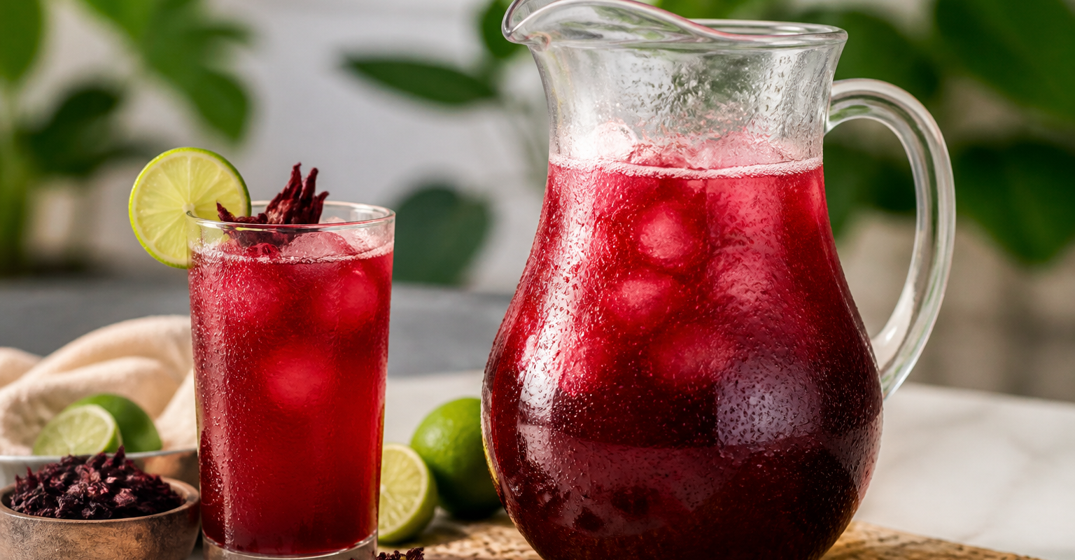 Agua fresca de jamaica con pulpa Pulpamia para restaurantes