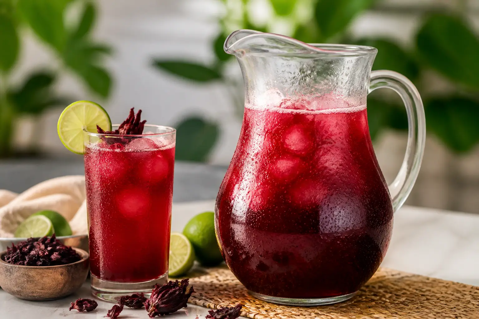 Agua fresca de jamaica con pulpa Pulpamia para restaurantes