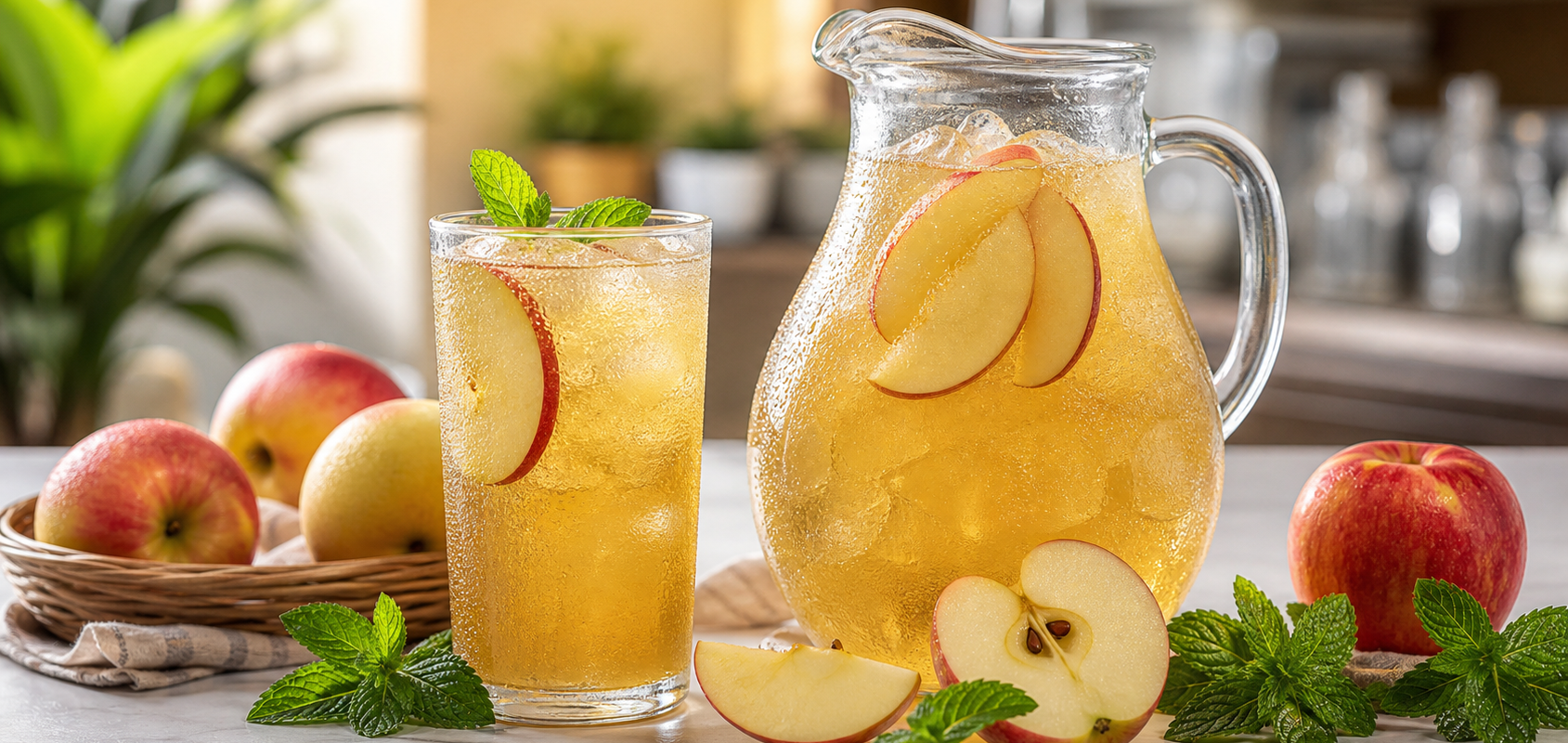 Agua fresca de manzana con pulpa Pulpamia para restaurantes