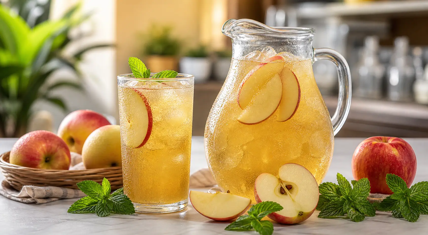Agua fresca de manzana con pulpa Pulpamia para restaurantes