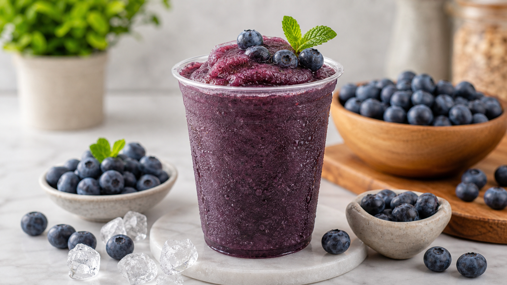 Frappé de blueberry con pulpa Pulpamia para cafeterías