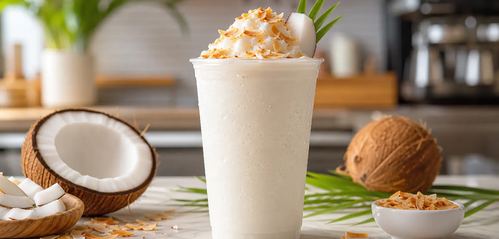 Frappé de coco con pulpa Pulpamia para cafeterías servido frío