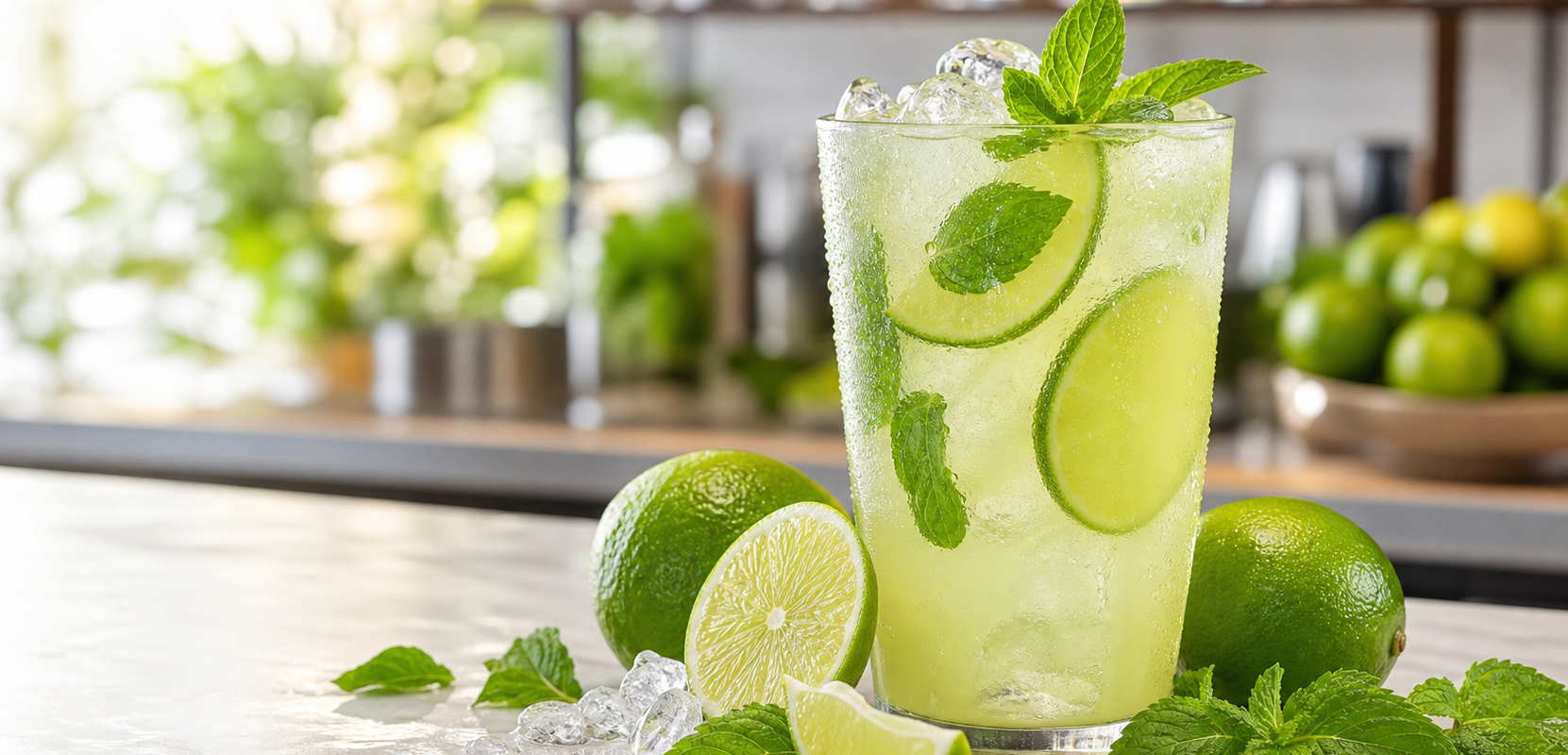 Limonada de hierbabuena con pulpa Pulpamia para restaurantes