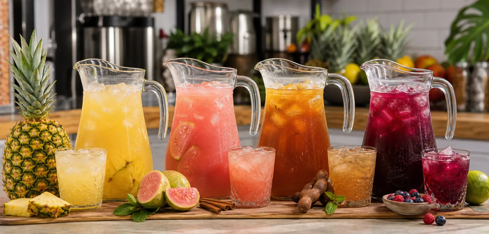 Pulpa para aguas frescas Pulpamia en jarras de sabores para negocio
