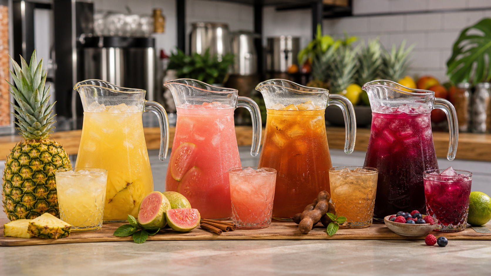 Pulpa para aguas frescas Pulpamia en jarras de sabores para negocio