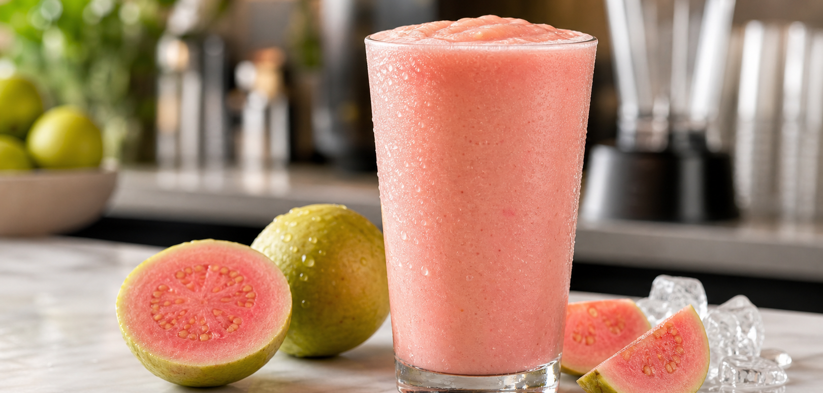 Smoothie de guayaba rosa con pulpa Pulpamia para cafeterias
