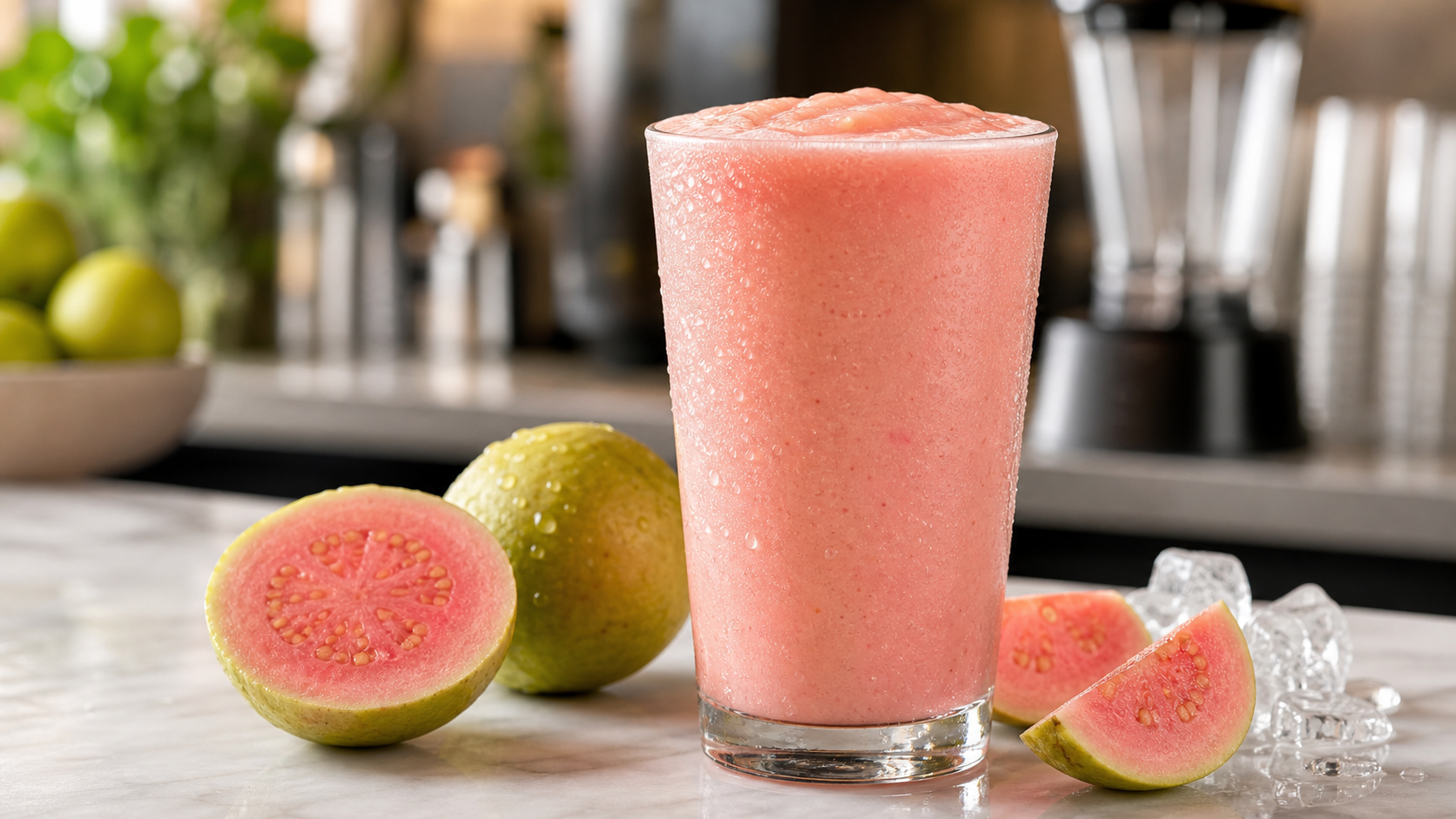 Smoothie de guayaba rosa con pulpa Pulpamia para cafeterias