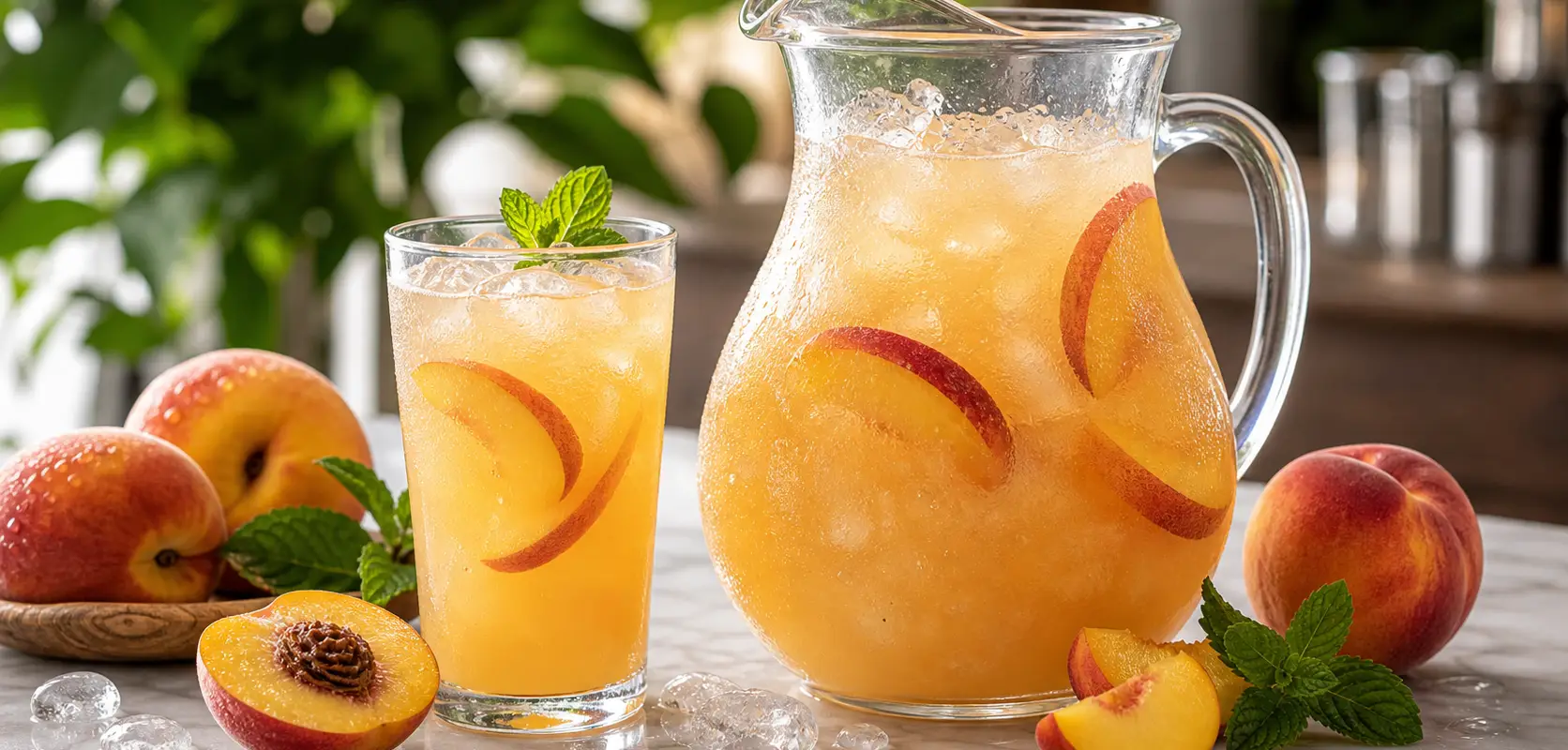 Agua fresca de durazno con pulpa Pulpamia para restaurantes