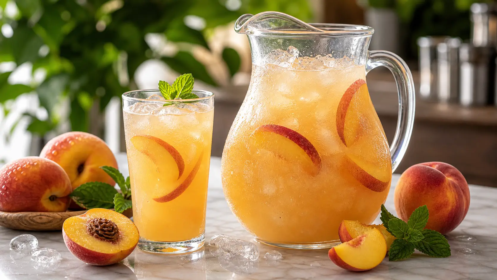 Agua fresca de durazno con pulpa Pulpamia para restaurantes
