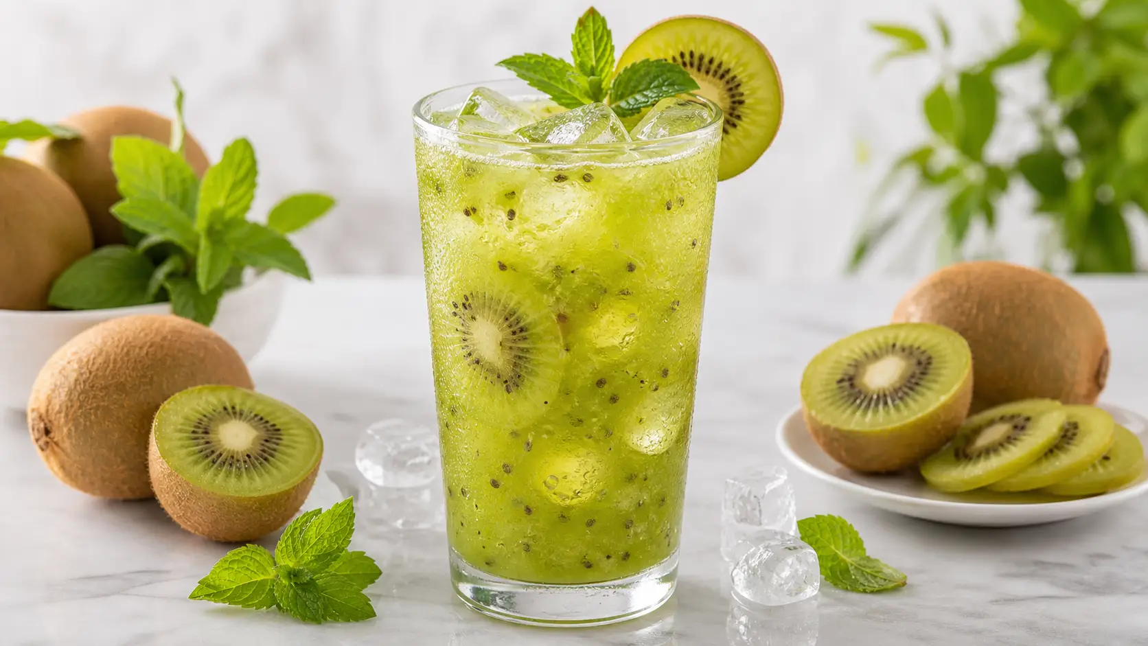 Agua fresca de kiwi con pulpa Pulpamia para restaurantes