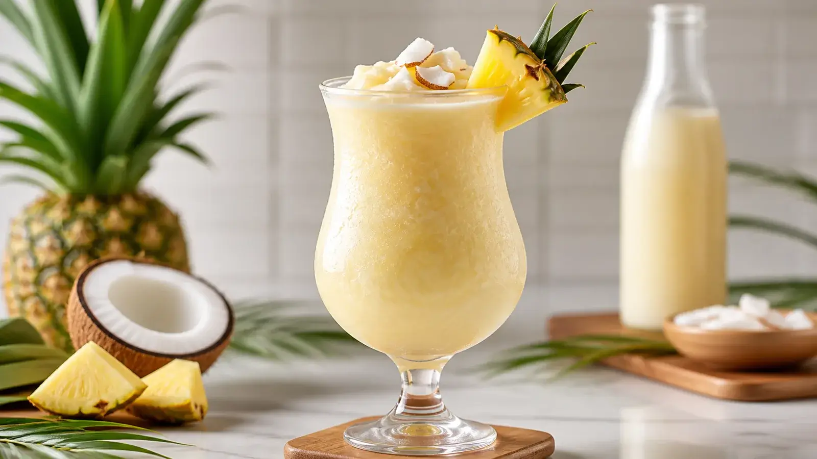 Bebida frozen de pi?a colada con pulpa Pulpamia para cafeter?as