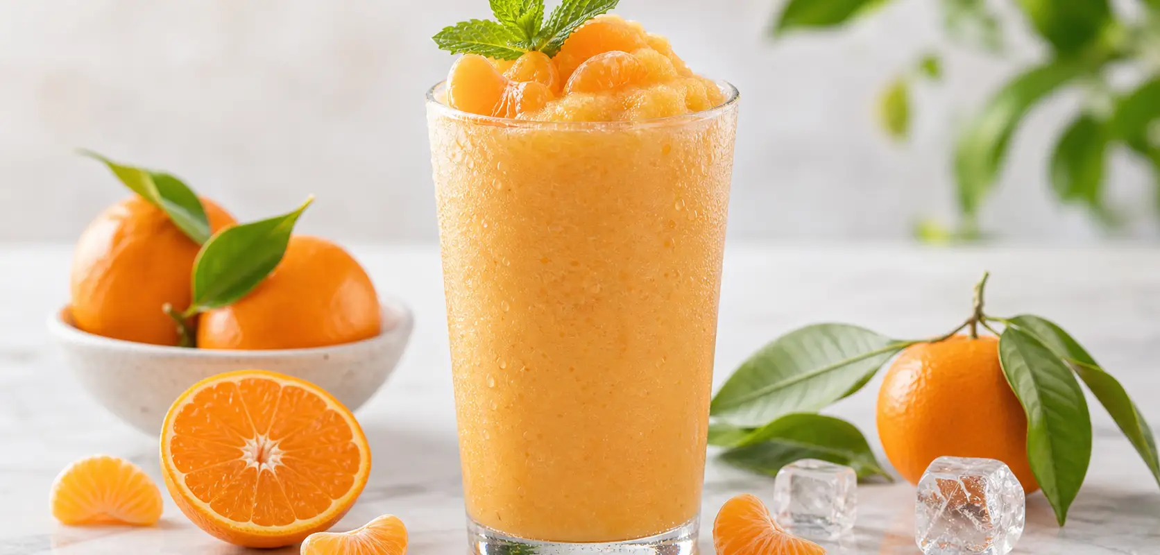 Frappe de mandarina con pulpa Pulpamia para cafeterias