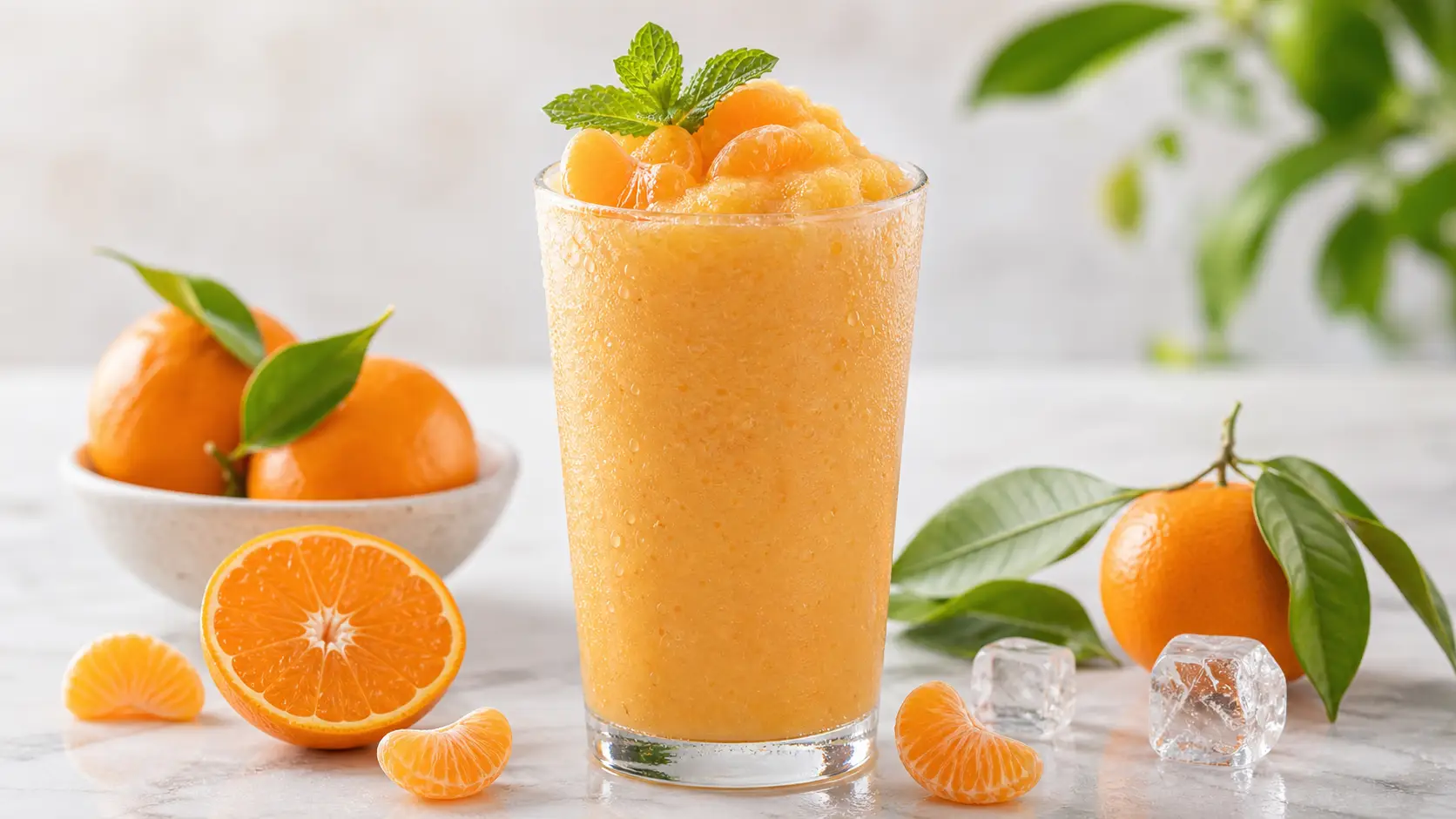 Frappe de mandarina con pulpa Pulpamia para cafeterias