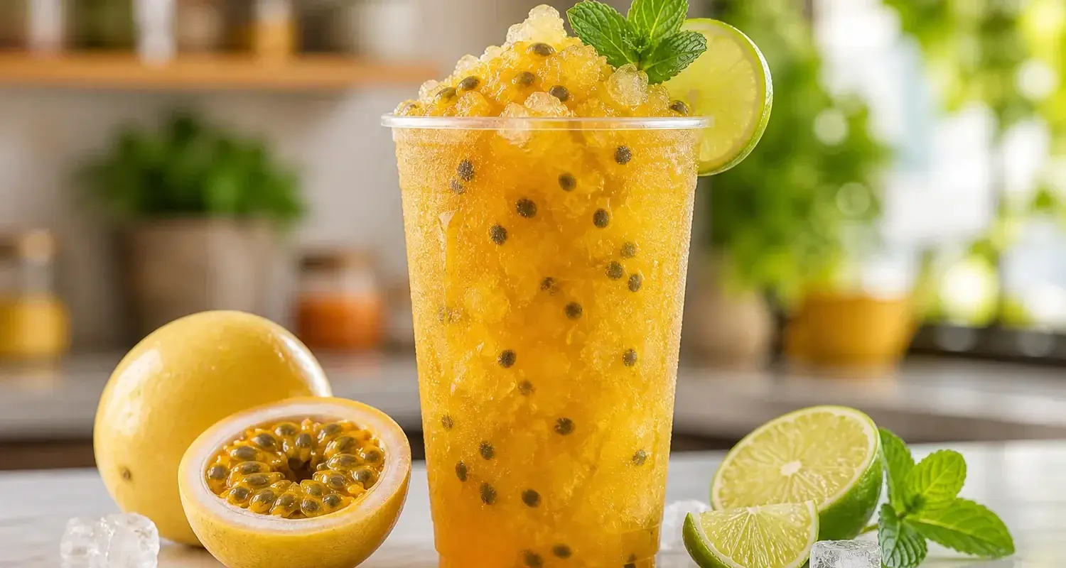 Granizado de maracuya con pulpa Pulpamia para cafeterias y restaurantes
