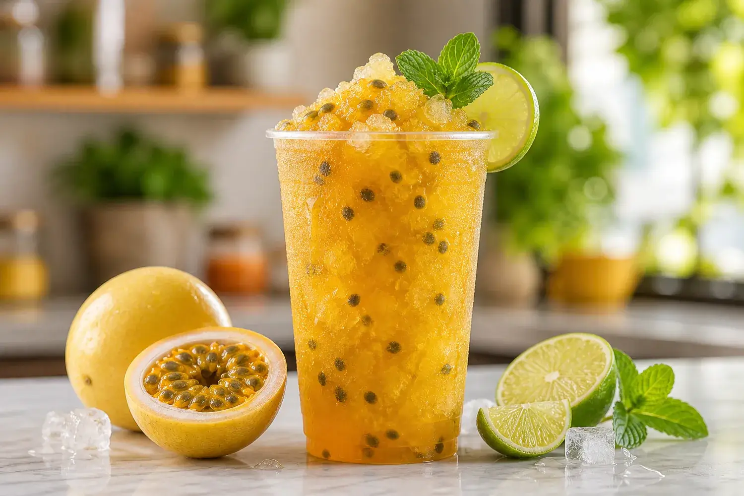 Granizado de maracuya con pulpa Pulpamia para cafeterias y restaurantes