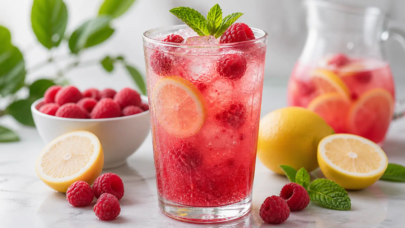 Limonada de frambuesa con pulpa Pulpamia para restaurantes