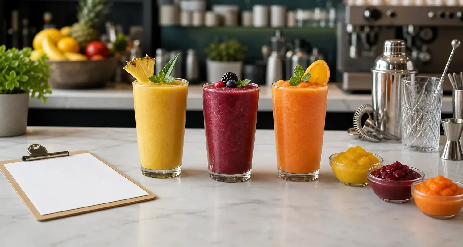 Menu de bebidas con pulpa Pulpamia para restaurantes cafeterias bares y hoteles