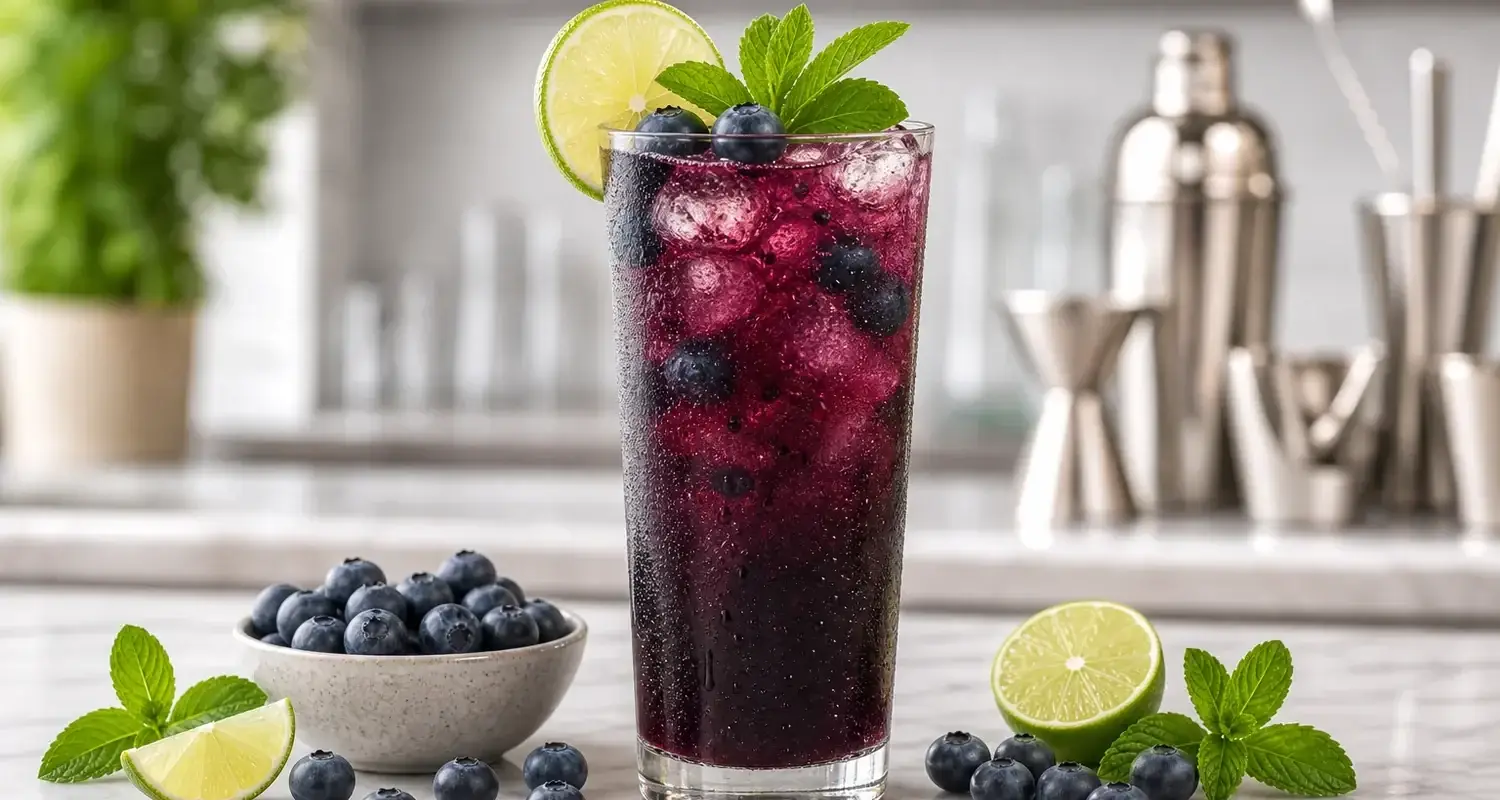 Mocktail de blueberry con pulpa Pulpamia para bares y restaurantes