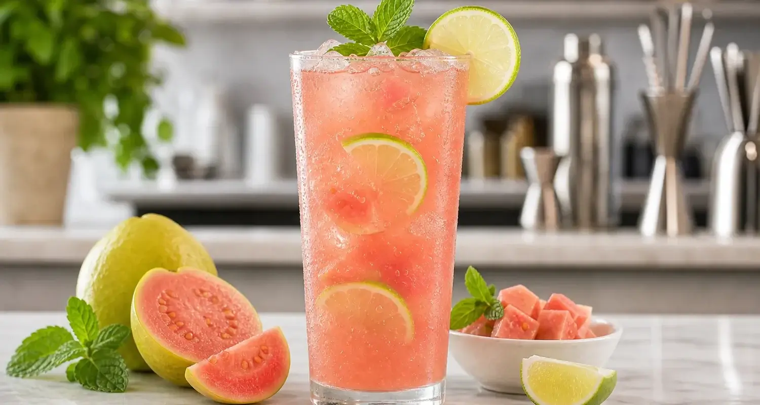 Mocktail de guayaba rosa con pulpa Pulpamia para restaurantes y bares