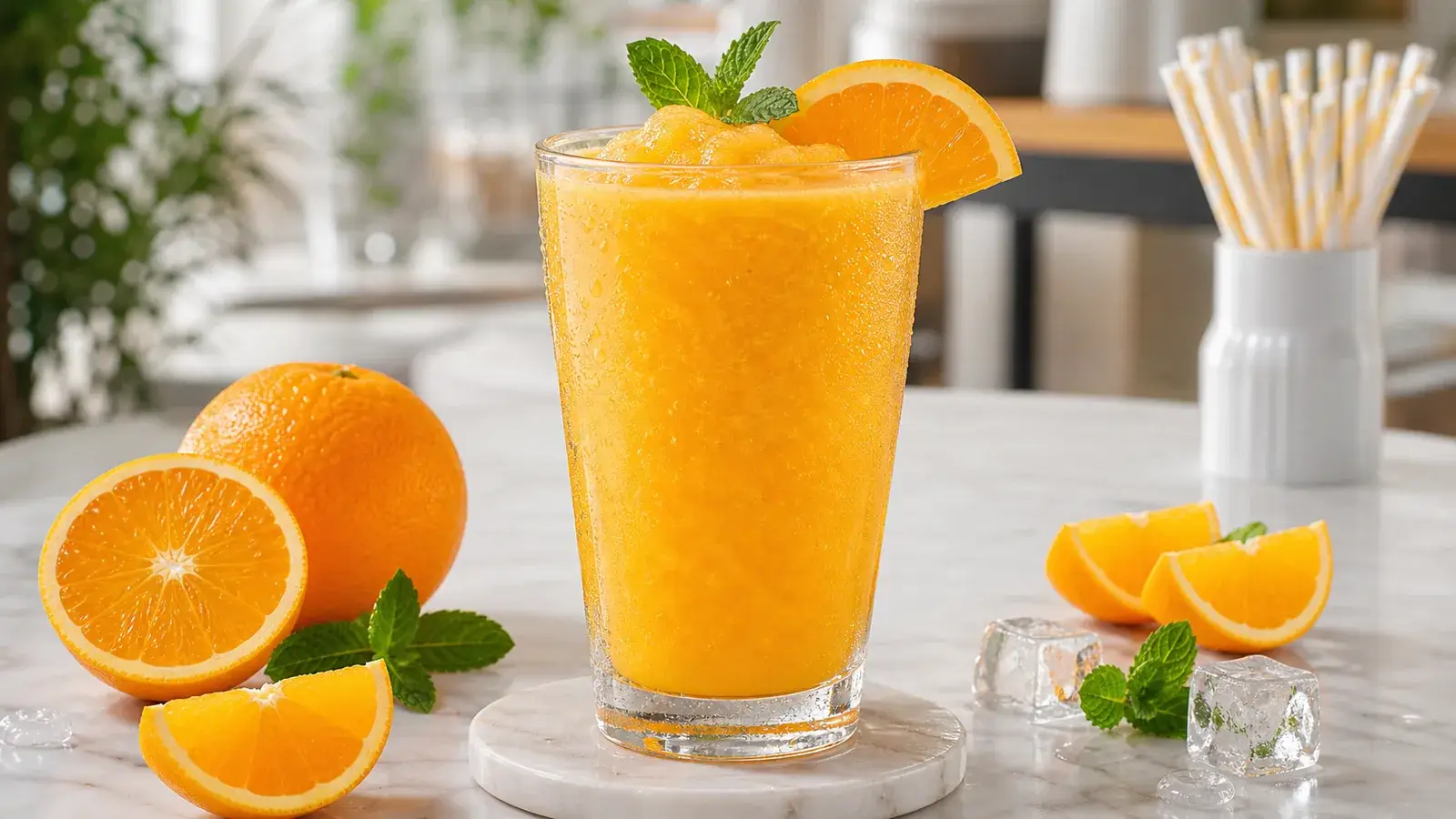 Smoothie de naranja con pulpa Pulpamia para cafeterias y restaurantes