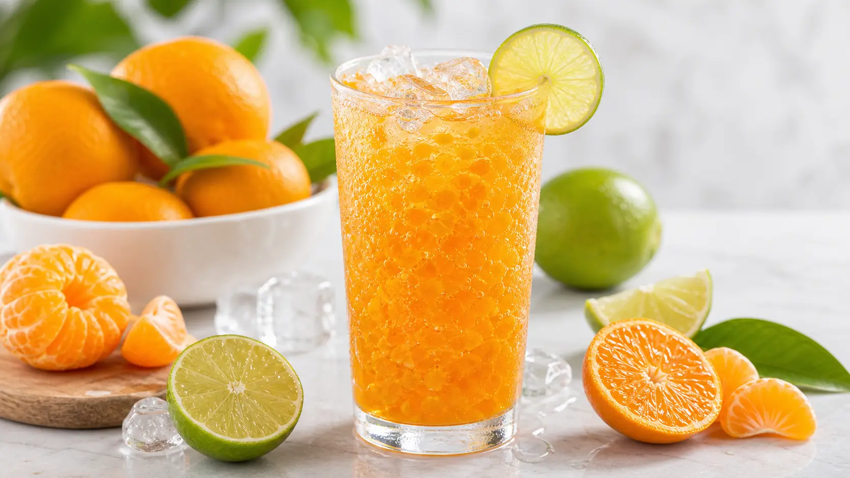 Soda frutal de mandarina con pulpa Pulpamia para cafeterias