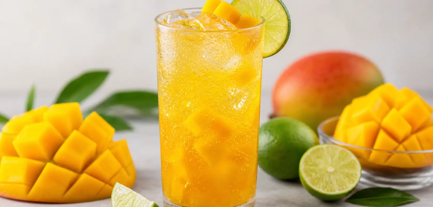 Soda frutal de mango con pulpa Pulpamia para cafeterias