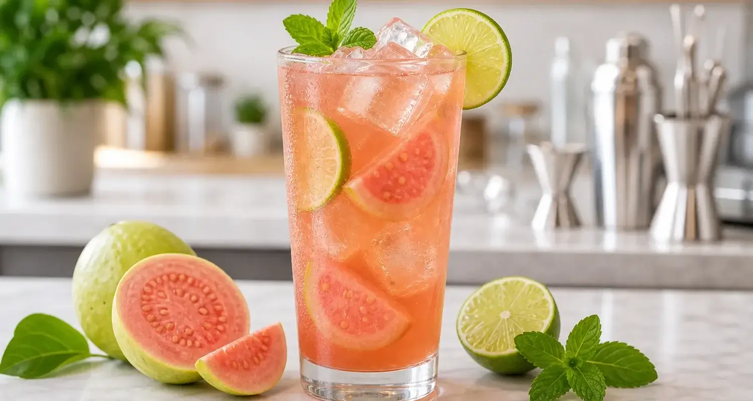 Te frio de guayaba rosa con pulpa Pulpamia para cafeterias y restaurantes