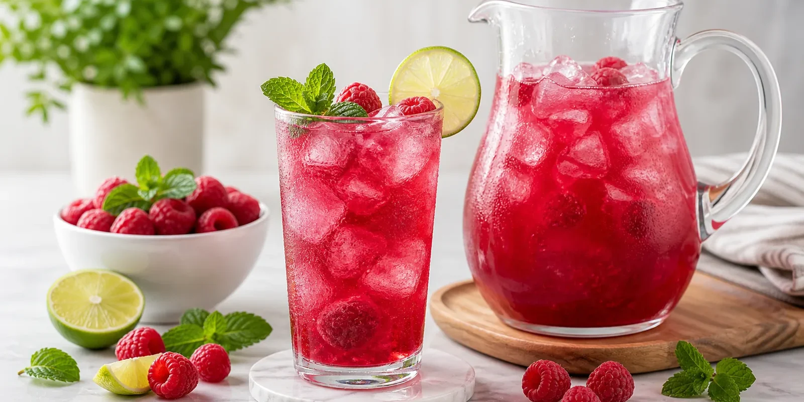 Agua fresca de frambuesa con pulpa Pulpamia para restaurantes