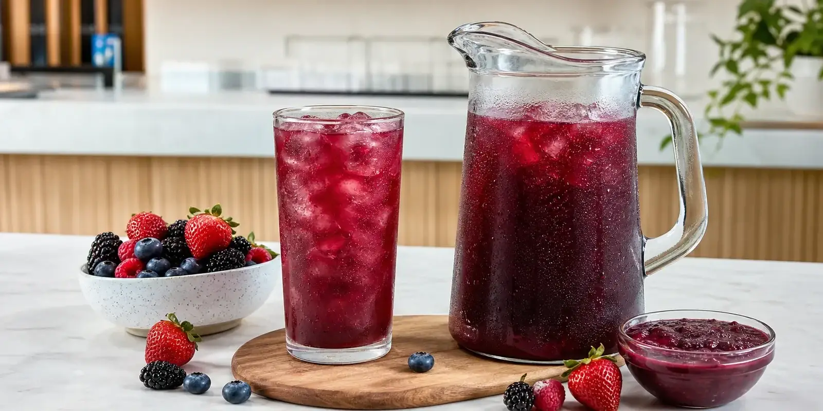Agua fresca Mixberry con pulpa Pulpamia para restaurantes
