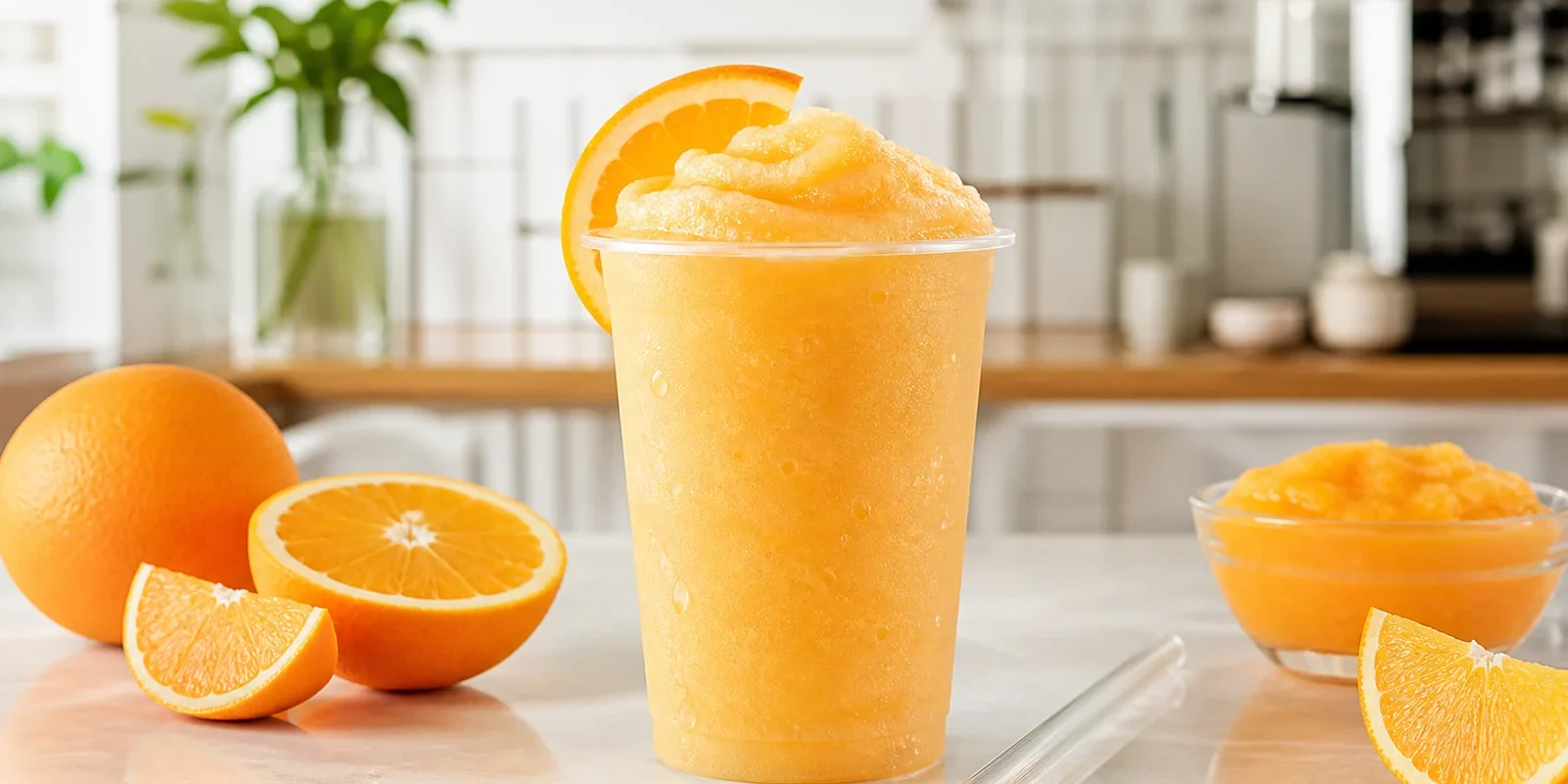 Frappe de naranja con pulpa Pulpamia para cafeterias