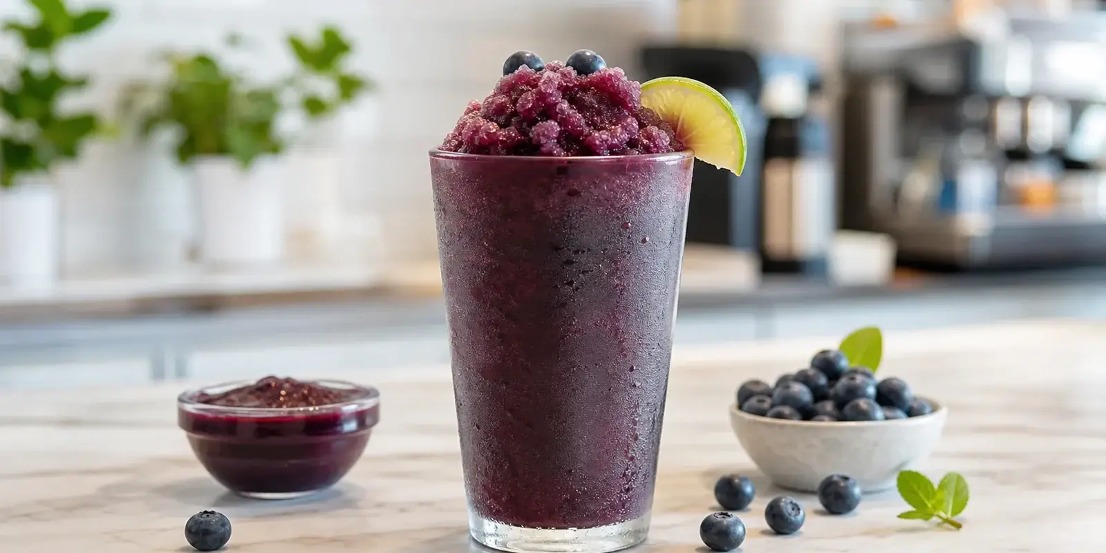 Granizado de blueberry con pulpa Pulpamia para cafeterias y restaurantes
